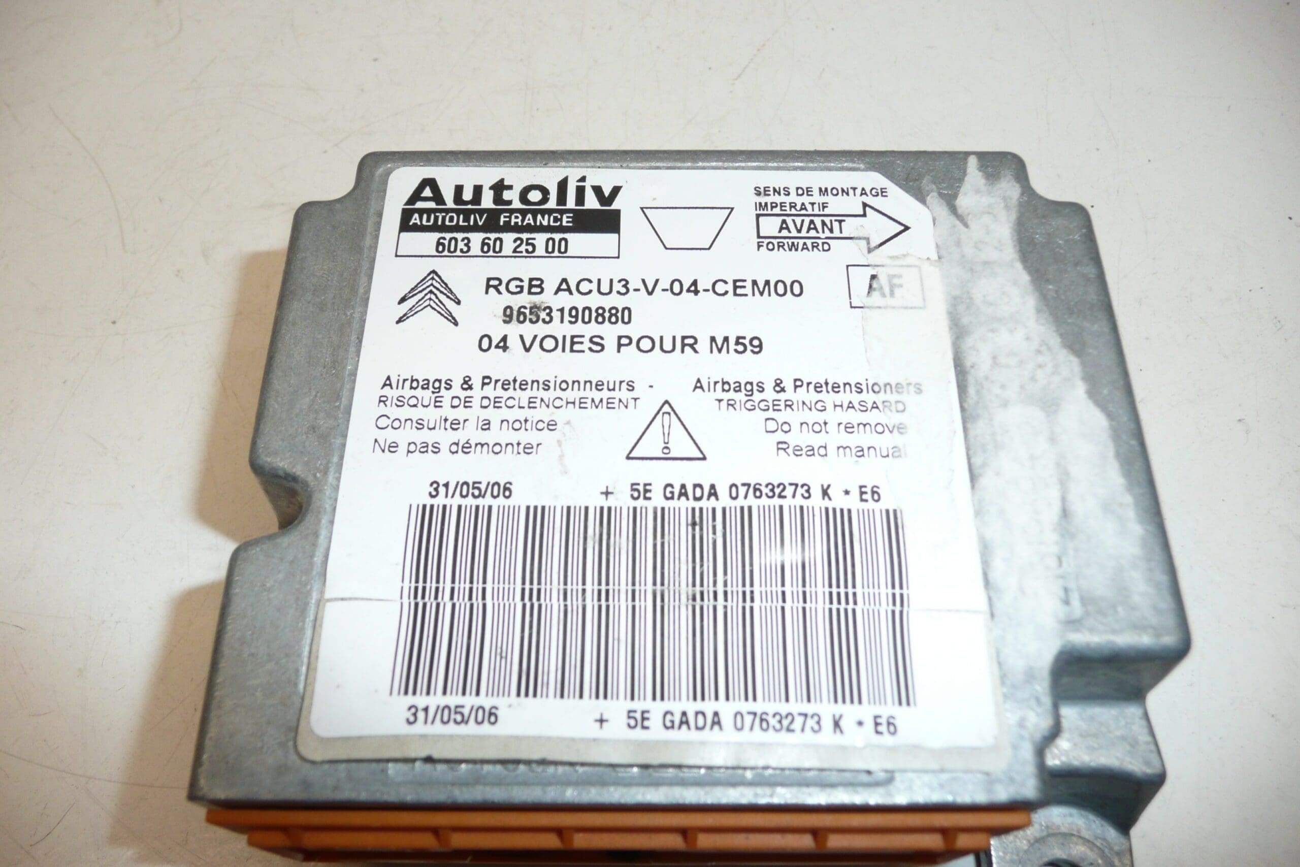 Unitate airbag Citroën Berlingo II 9653190880